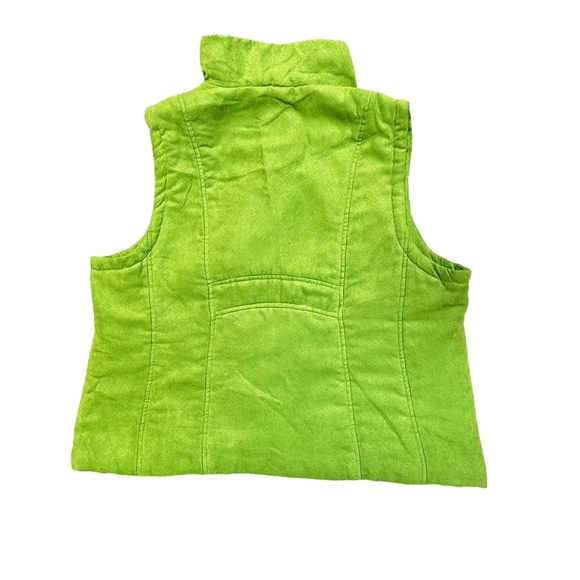 Relativity Bright Green Faux Suede Vest W/ Brass Colored Snaps & Zipper (XL) - Picture 4 of 12